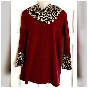 Lilypad Animal Print Cowl Neck Sweater